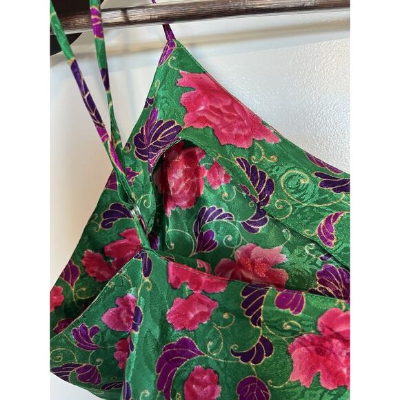 Vintage VICTORIA’S SECRET Gold Label Slip Dress Night Gown Green Floral Medium - Picture 5 of 9